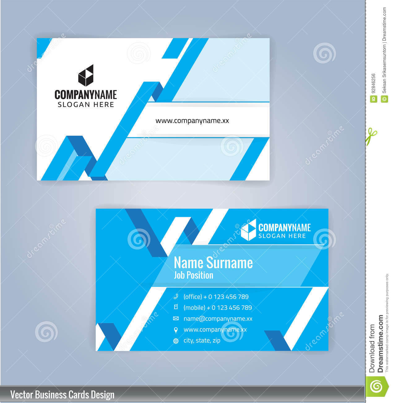 Blue And White Modern Creative And Clean Business Card With Office Max Business Card Template
