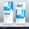 Blue Business Roll Up Banner Abstract Roll Up Throughout Retractable Banner Design Templates