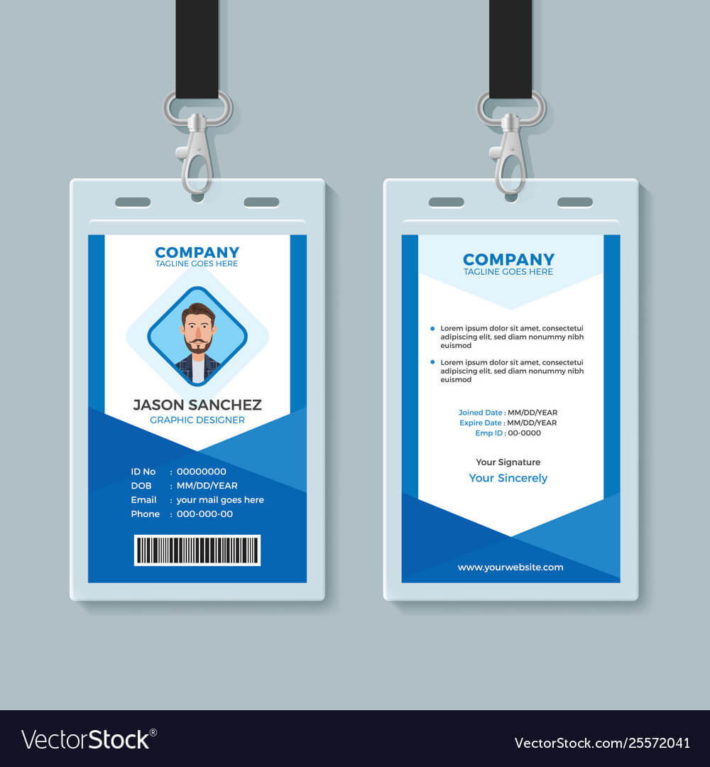 Blue Employee Identity Card Template Within Work Id Card Template