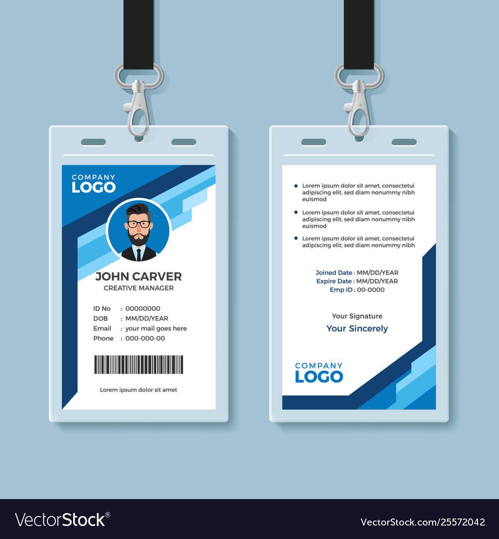 Blue Graphic Employee Id Card Template Pertaining To Sample Of Id Card Template