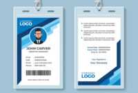 Blue Graphic Employee Id Card Template regarding Work Id Card Template
