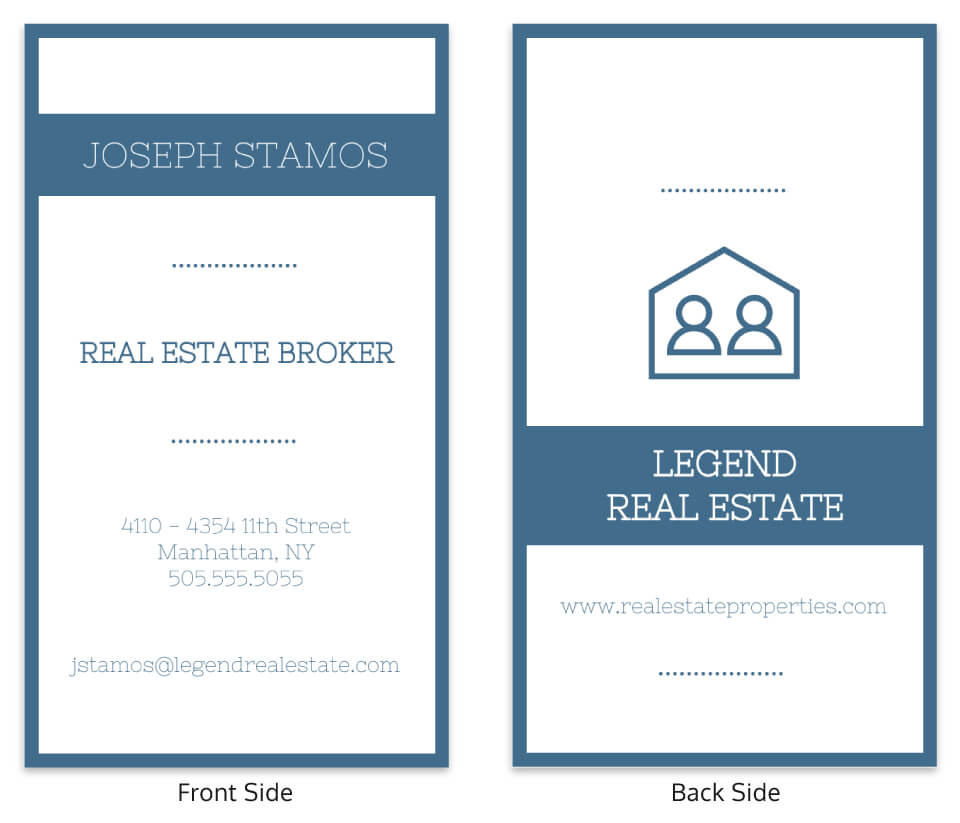 Blue Vertical Real Estate Business Card Template With Regard To Dog Grooming Record Card Template