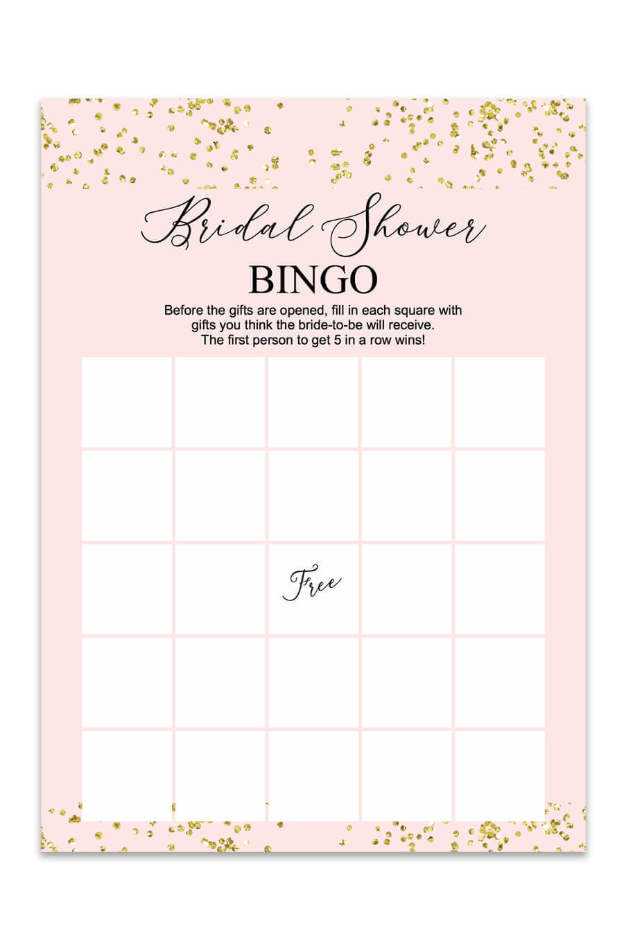 Blush And Confetti Bridal Shower Bingo – Chicfetti In Blank Bridal Shower Bingo Template