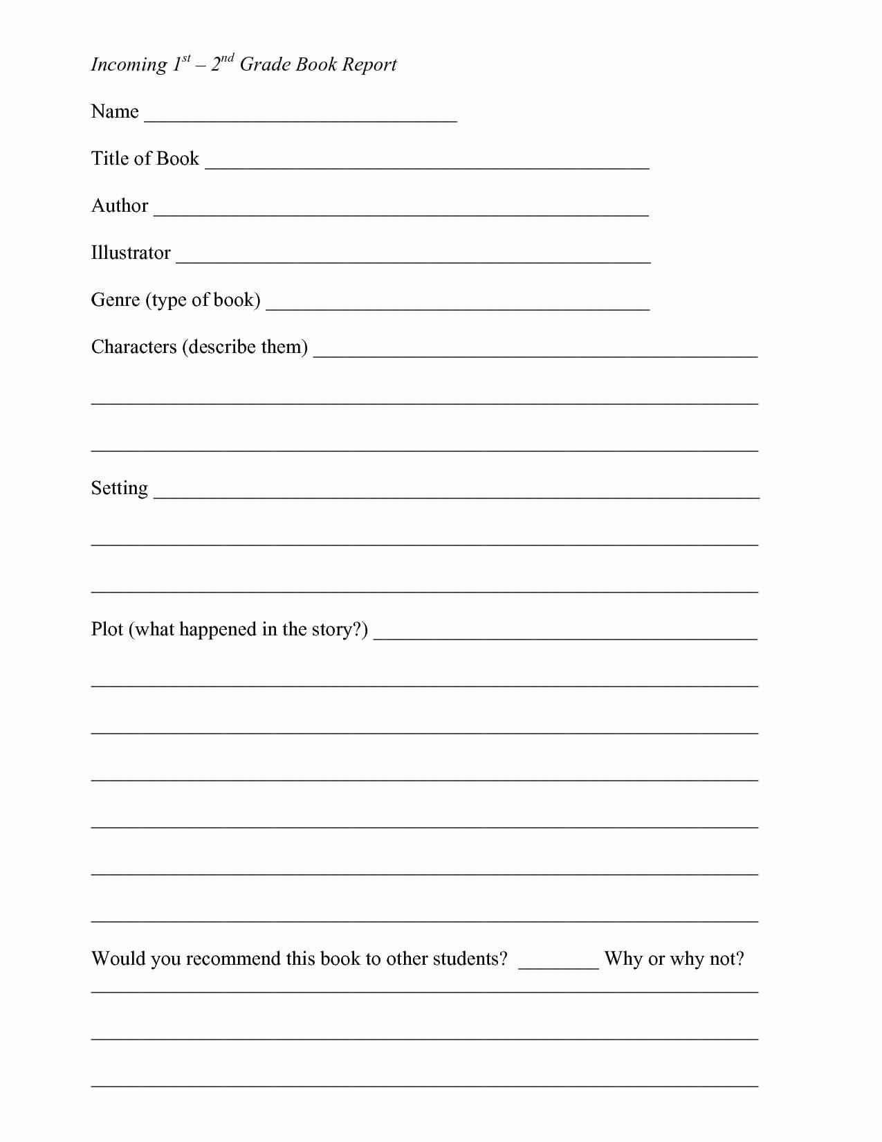 Book Report Template 10 6Th Grade Format Billy Star In Story Report Template