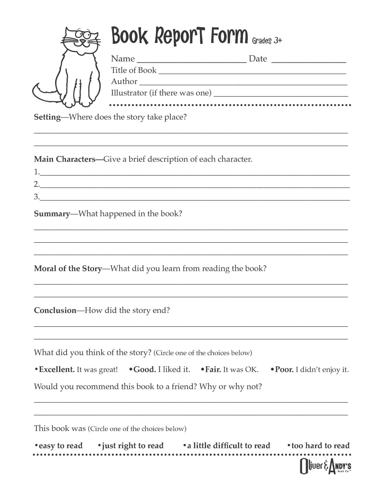 Book Report Template 10 6Th Grade Format Billy Star Inside Book Report Template 5Th Grade