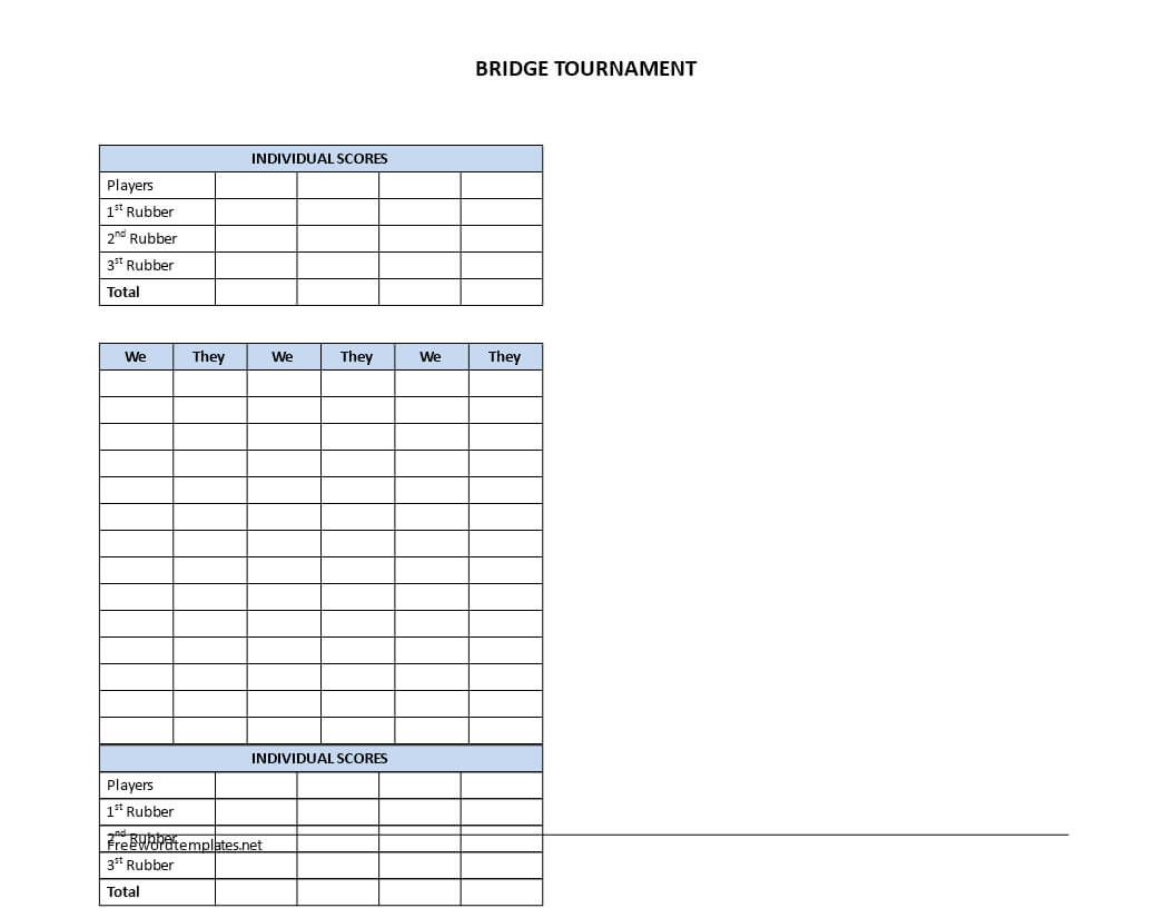 Bridge Score Sheet | Templates At Allbusinesstemplates Inside Bridge Score Card Template