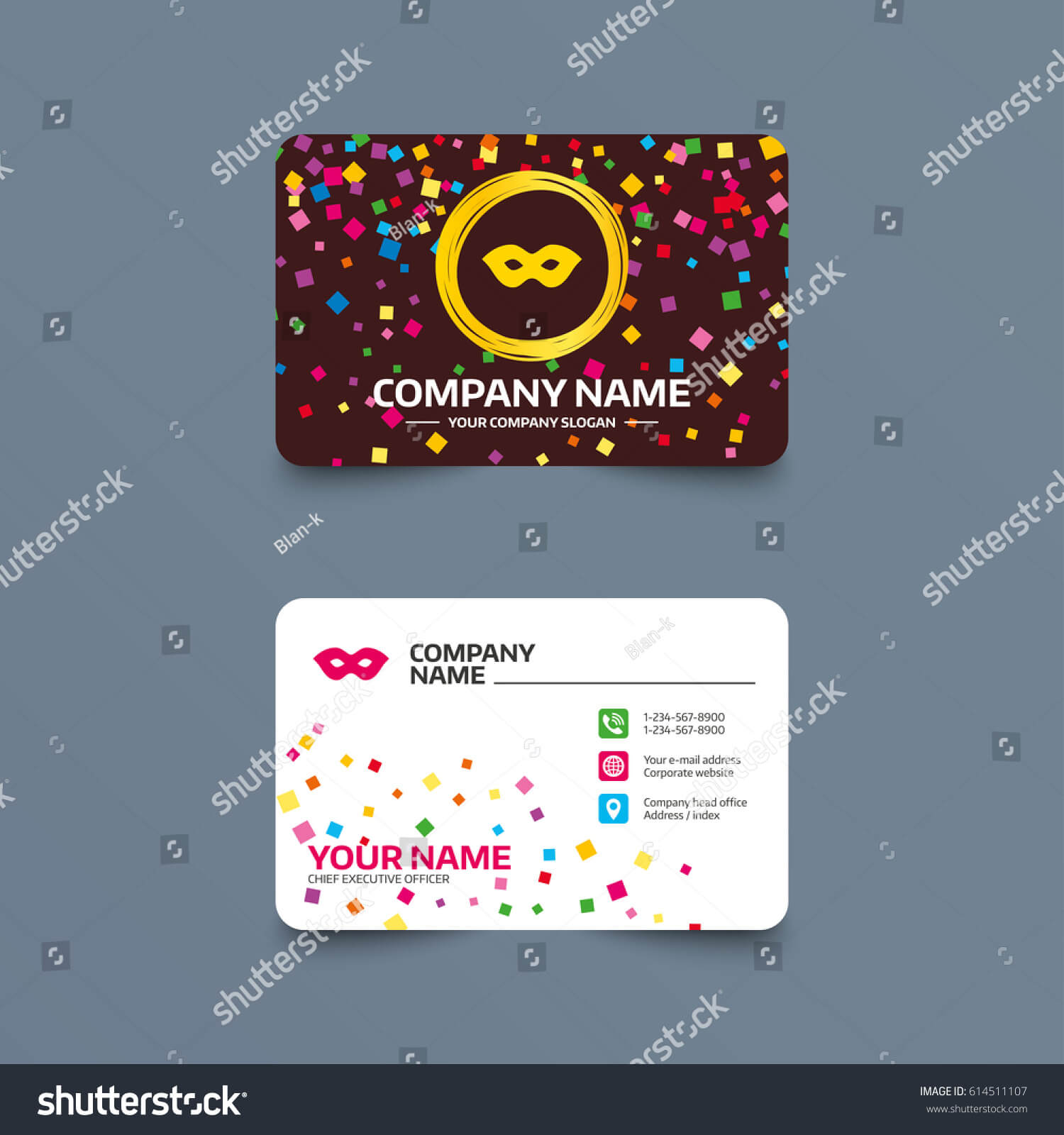 Business Card Template Confetti Pieces Mask Stock Vector Within Spy Id Card Template