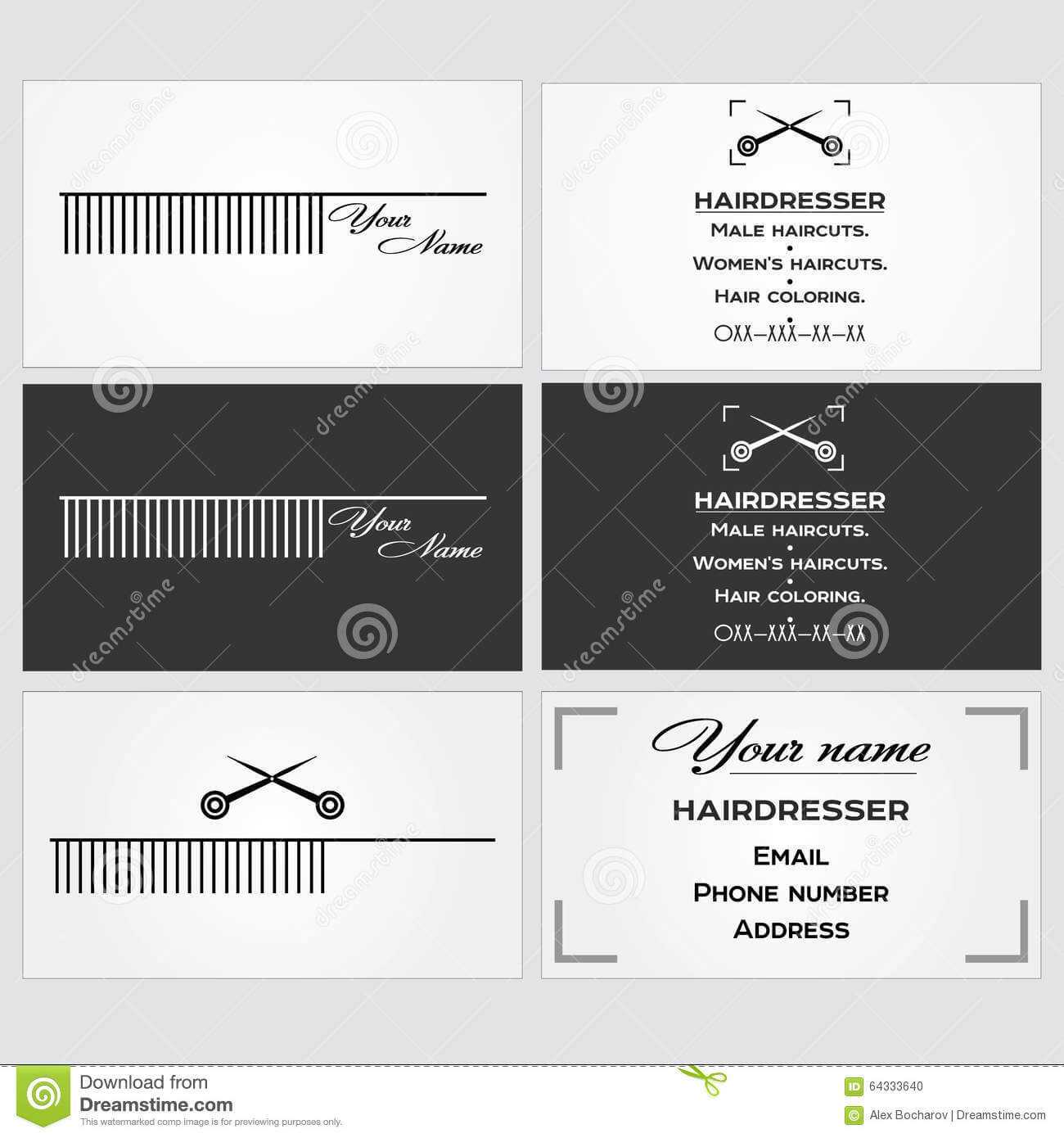 Business Card Template For A Hairdresser. Stock Vector Inside Hairdresser Business Card Templates Free