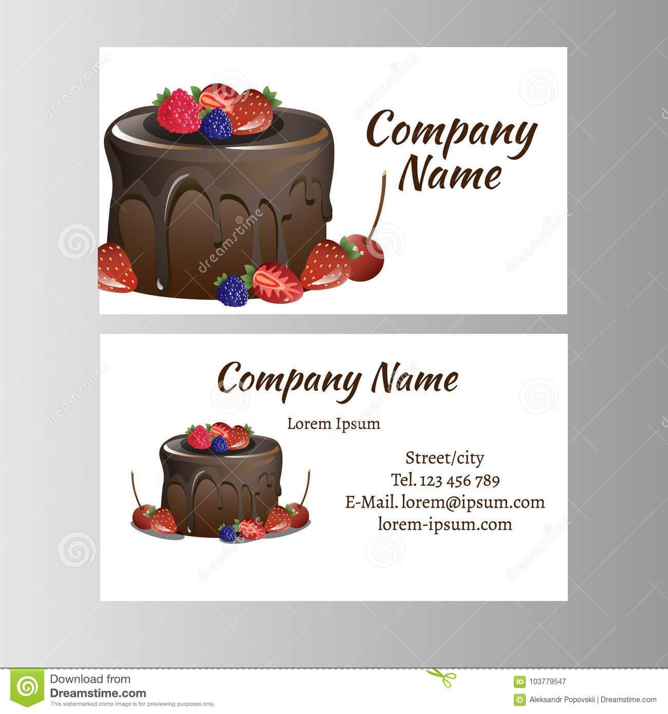 Business Card Template For Bakery Business. Stock Vector For Cake Business Cards Templates Free