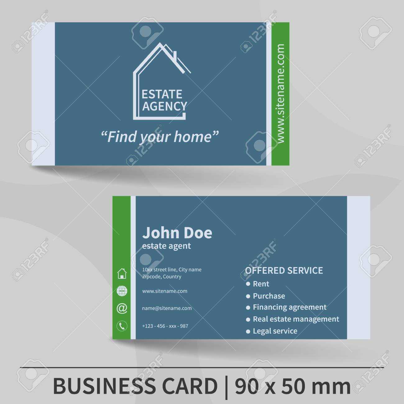 Business Card Template. Real Estate Agency. Design For Your Individual.. Inside Real Estate Agent Business Card Template