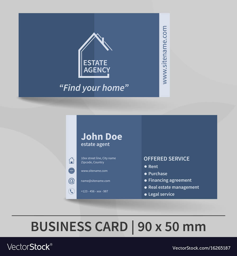 Business Card Template Real Estate Agency Design With Regard To Real Estate Agent Business Card Template