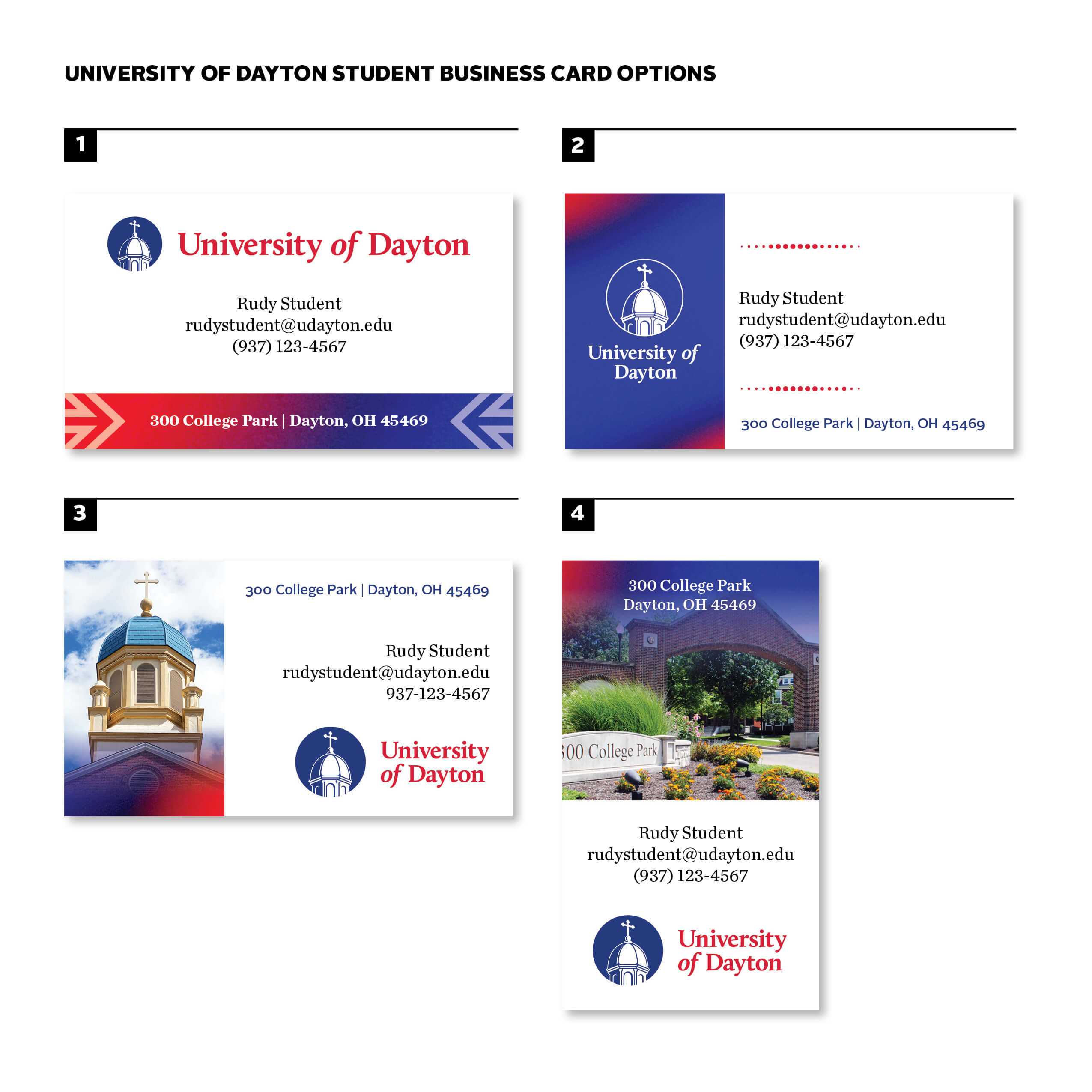 Business Cards : University Of Dayton, Ohio Within Graduate Student Business Cards Template