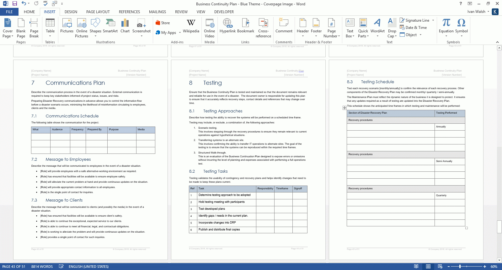 Business Continuity Plan Template (Ms Word/excel For Dr Test Report Template
