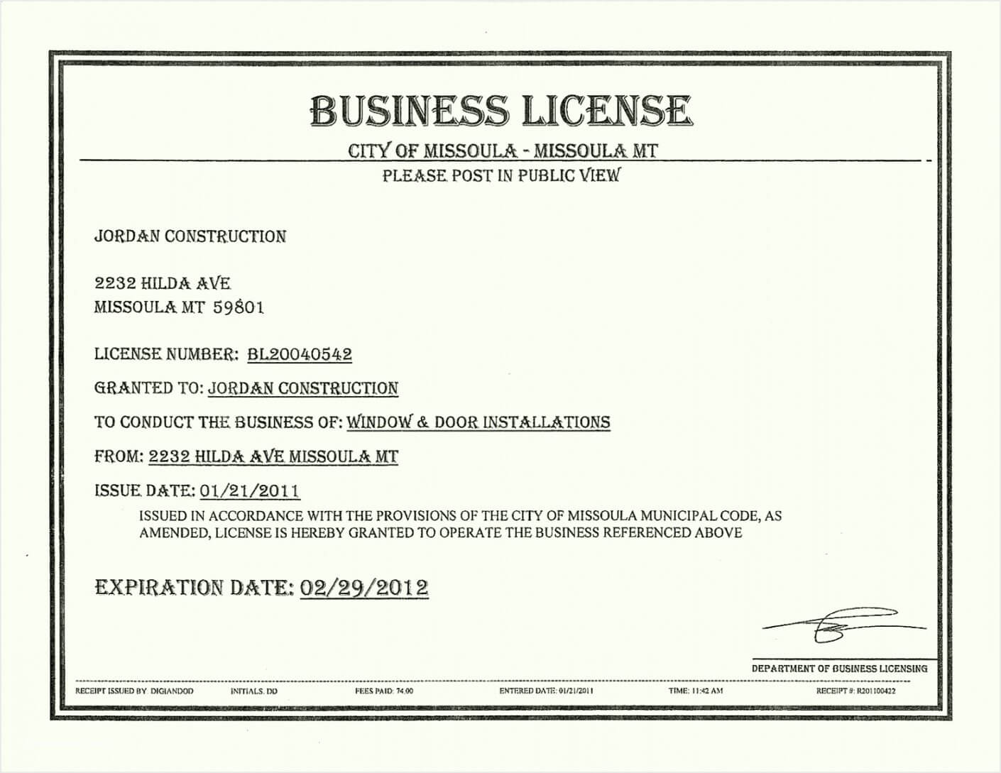 Business License Certificate Template Inside Certificate Of License Template