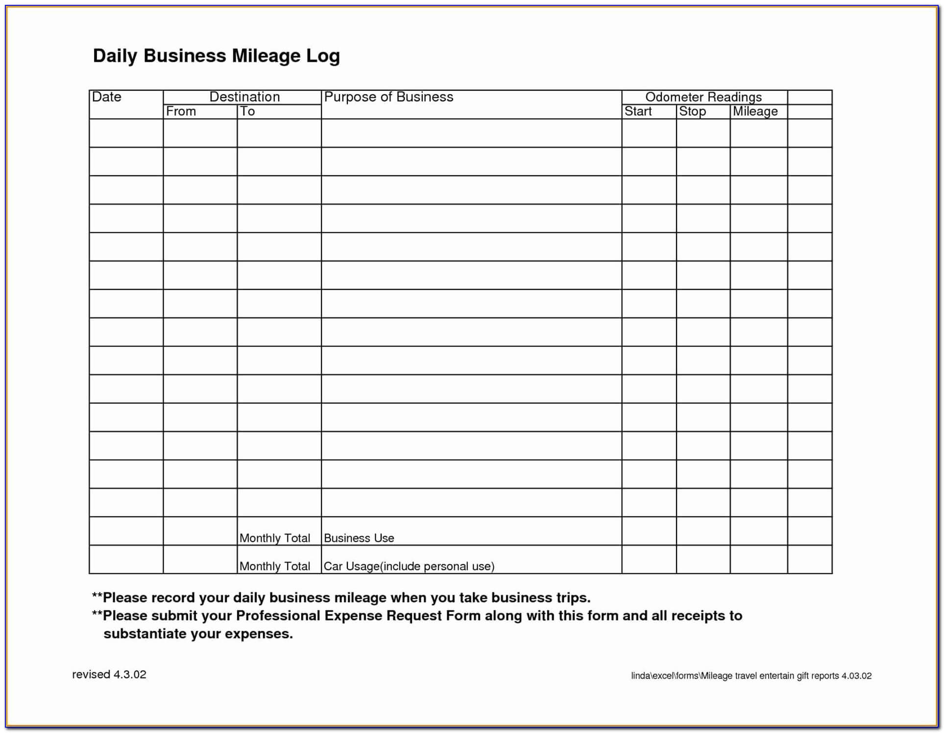 Business Mileage Log Book Template – Form : Resume Examples Regarding Mileage Report Template
