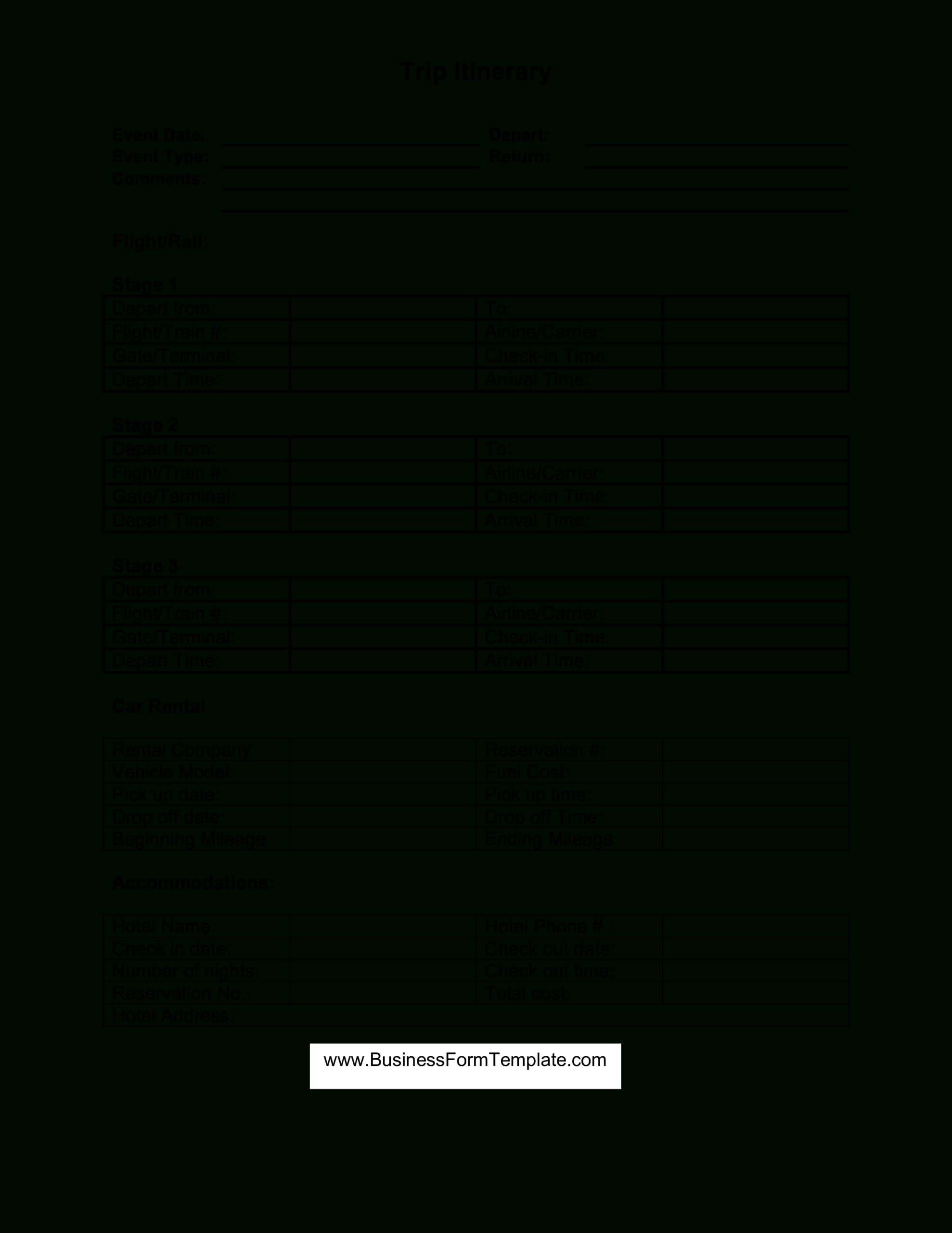 Business Trip Itinerary | Templates At Allbusinesstemplates Intended For Blank Trip Itinerary Template