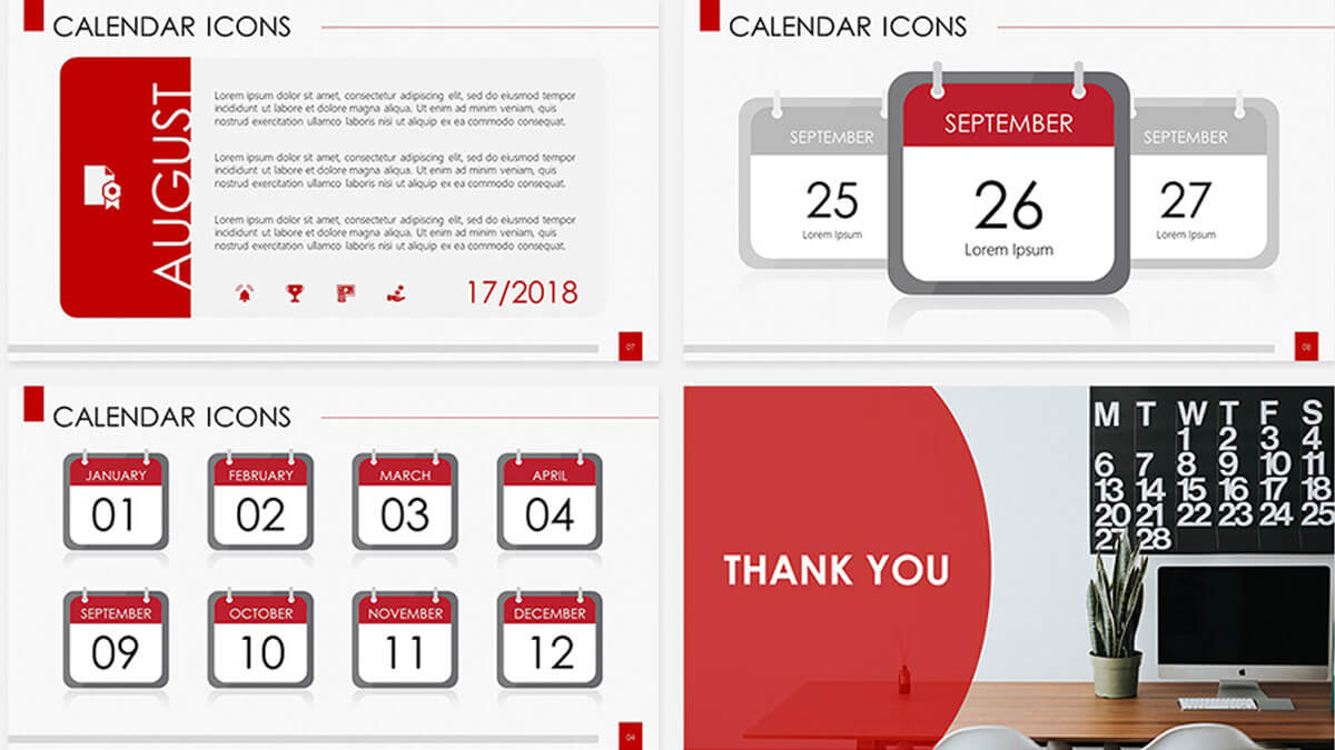 Calendar Icons Free Powerpoint Template Regarding Microsoft Powerpoint Calendar Template