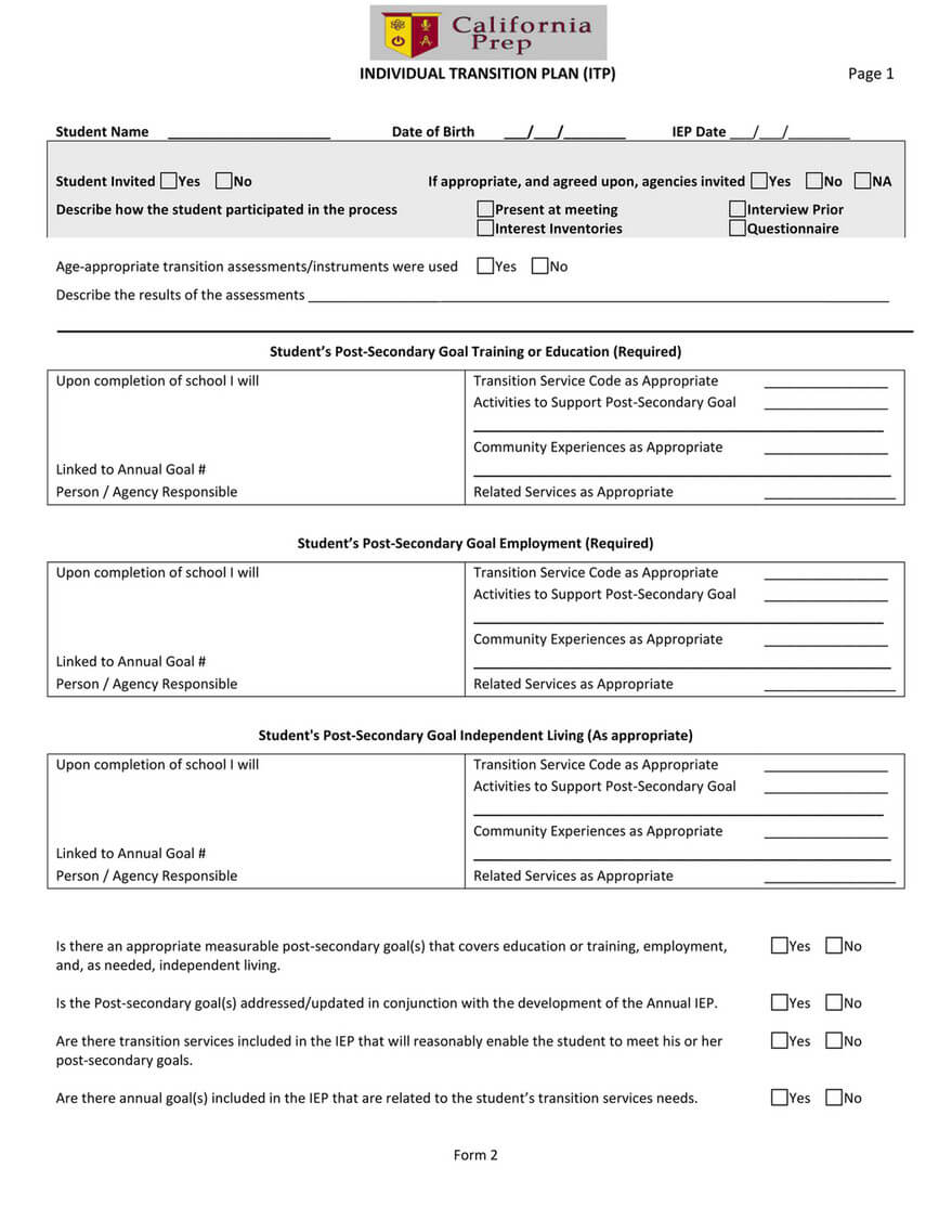 California Prep – Calprep Blank Iep Docs – Page 3 – Created Intended For Blank Iep Template