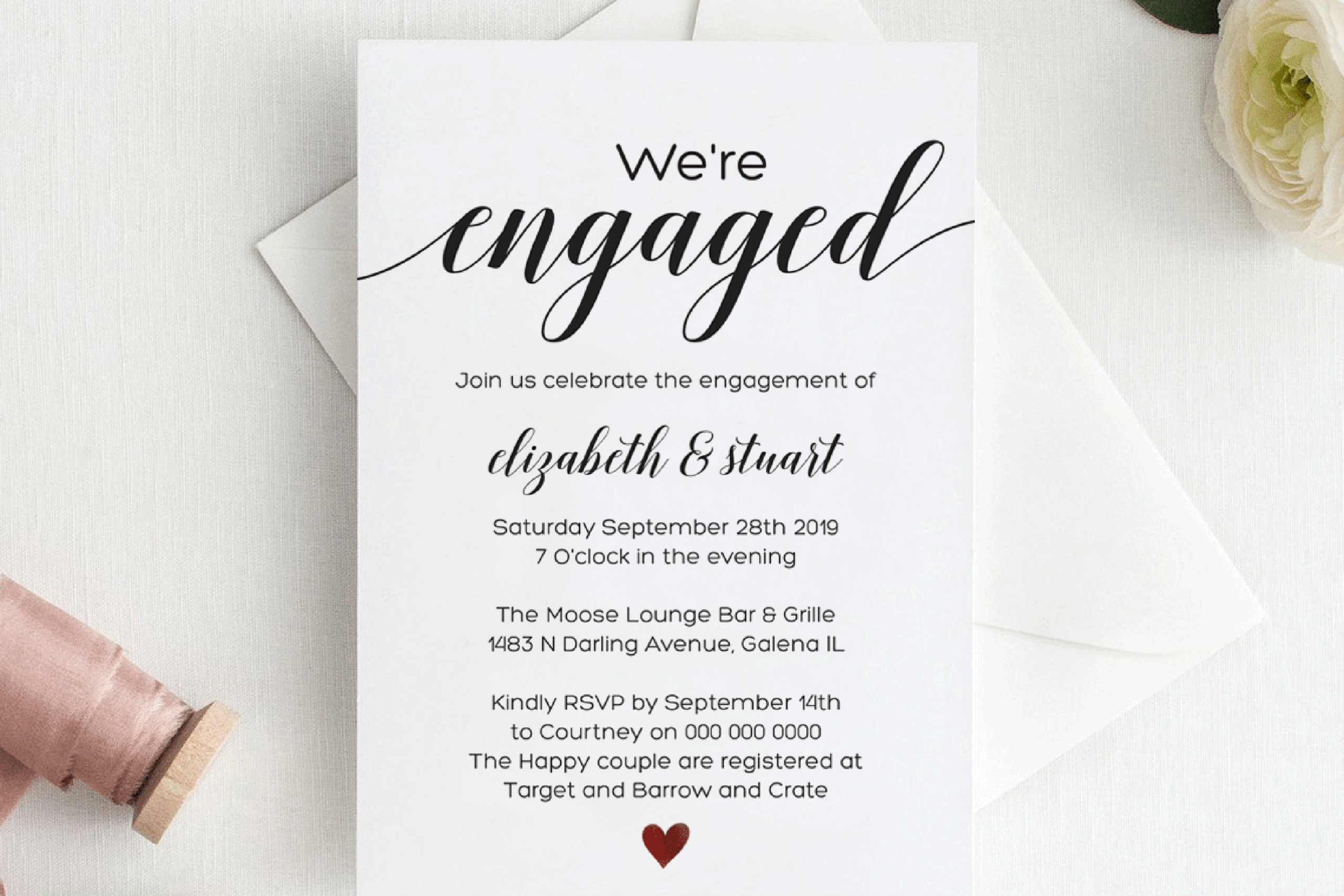 Calligraphy Engagement Invitation Template Script Engagement Intended For Engagement Invitation Card Template