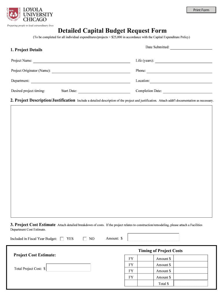 Capital Request Form – Fill Online, Printable, Fillable Pertaining To Capital Expenditure Report Template