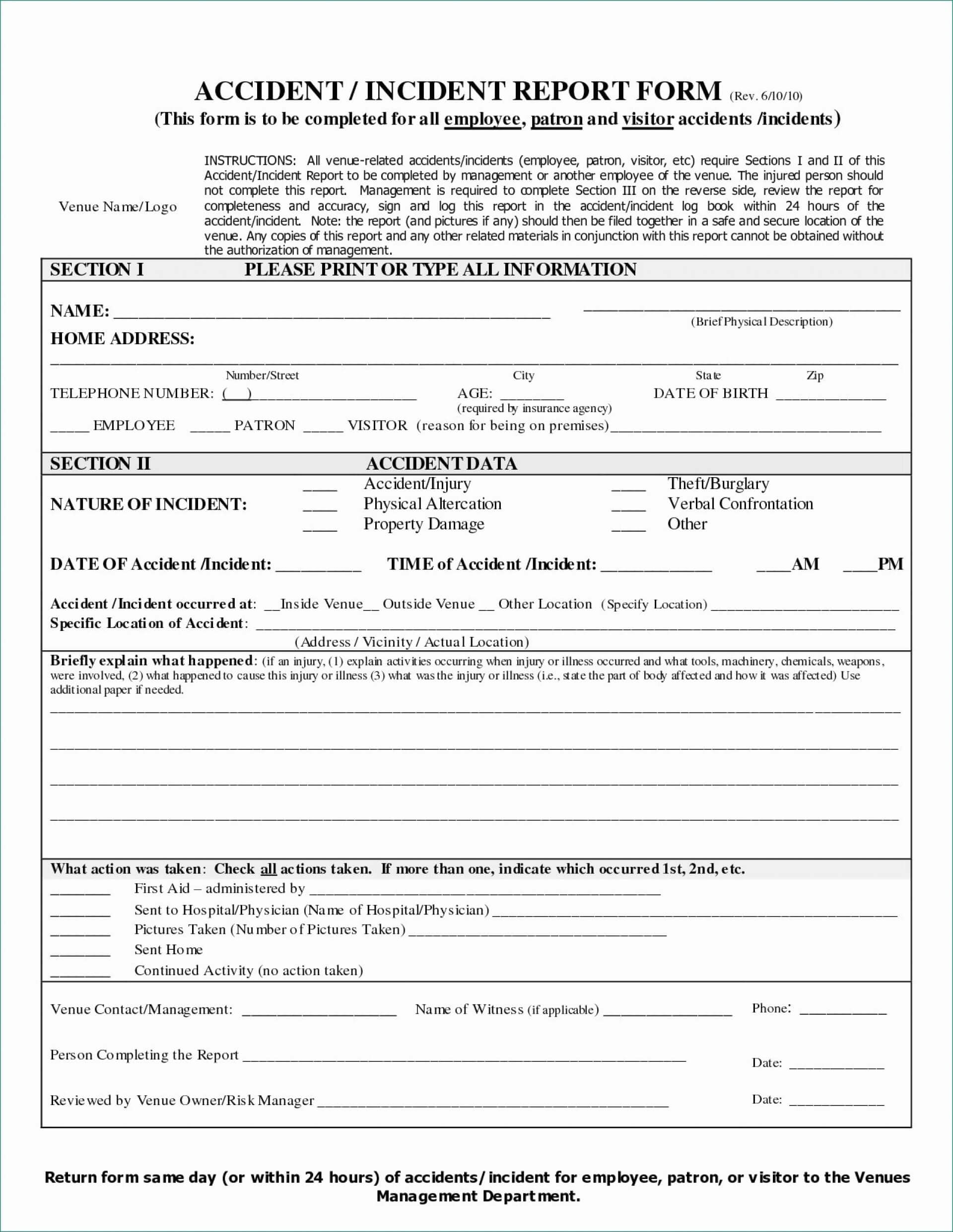Car Accident Incident Report – Zohre.horizonconsulting.co With Regard To Vehicle Accident Report Form Template