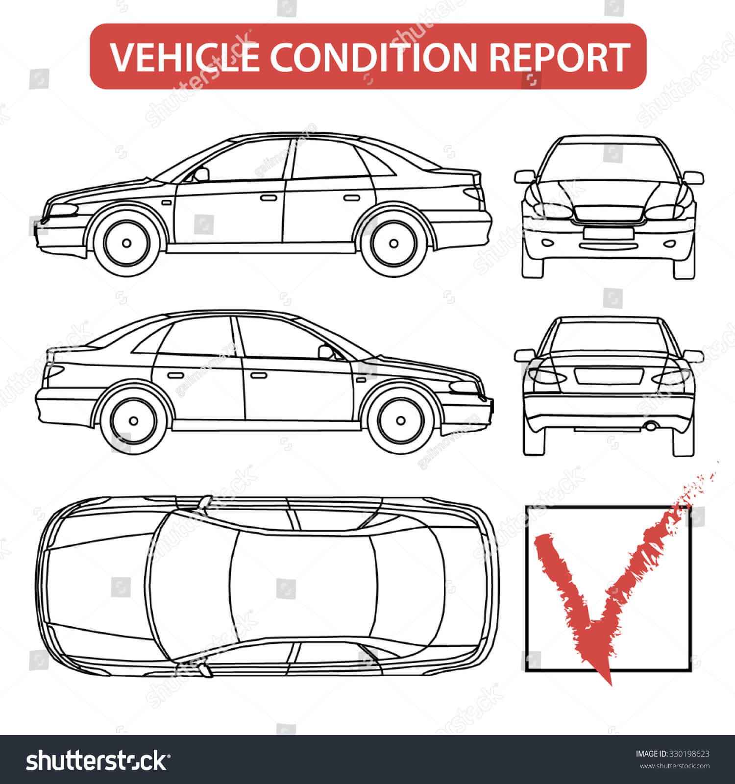 Car Condition Form Vehicle Checklist Auto Stock Vector With Truck Condition Report Template