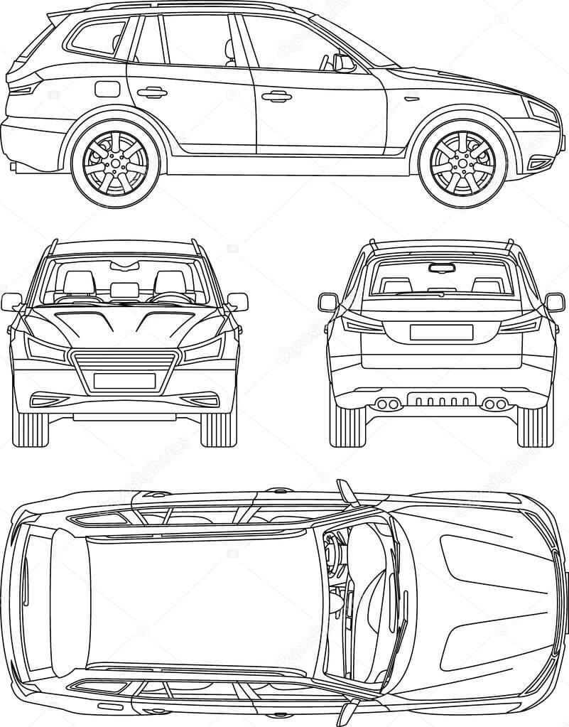 Car Suv, 4X4, Line Draw, Rent Damage, Condition Report Form With Truck Condition Report Template