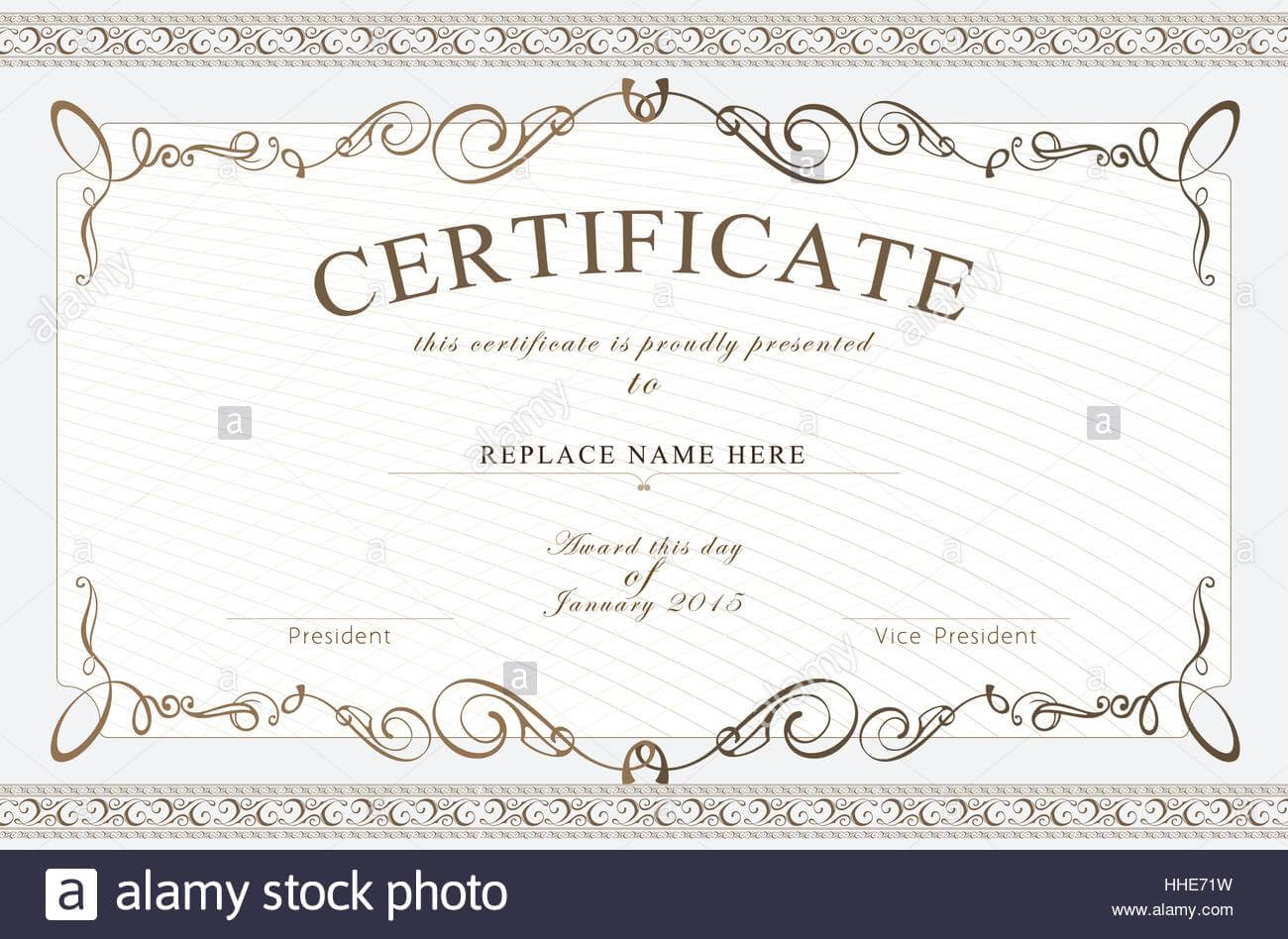 Certificate Border, Certificate Template. Vector Regarding Commemorative Certificate Template