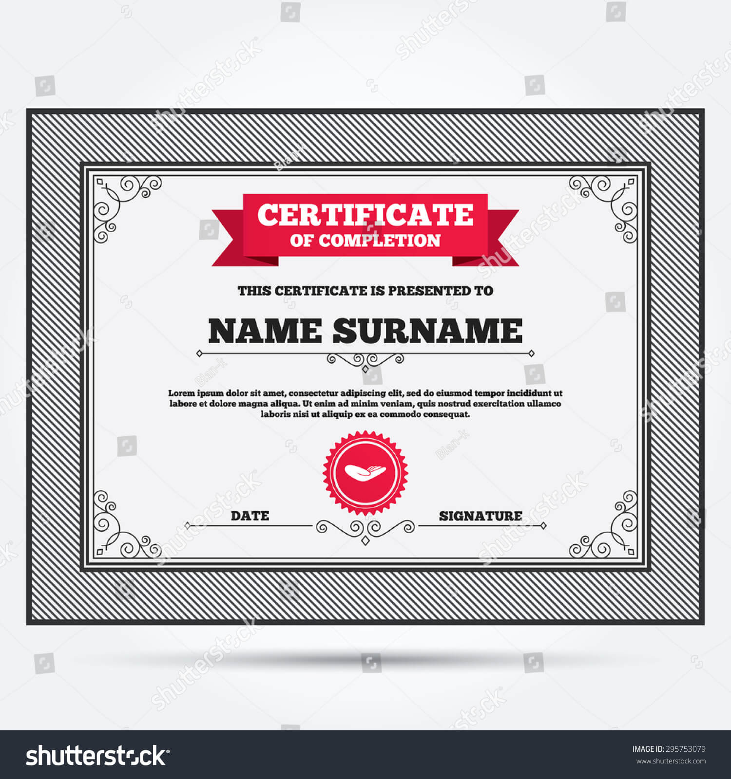 Certificate Completion Donation Hand Sign Icon Stock Vector Intended For Donation Certificate Template
