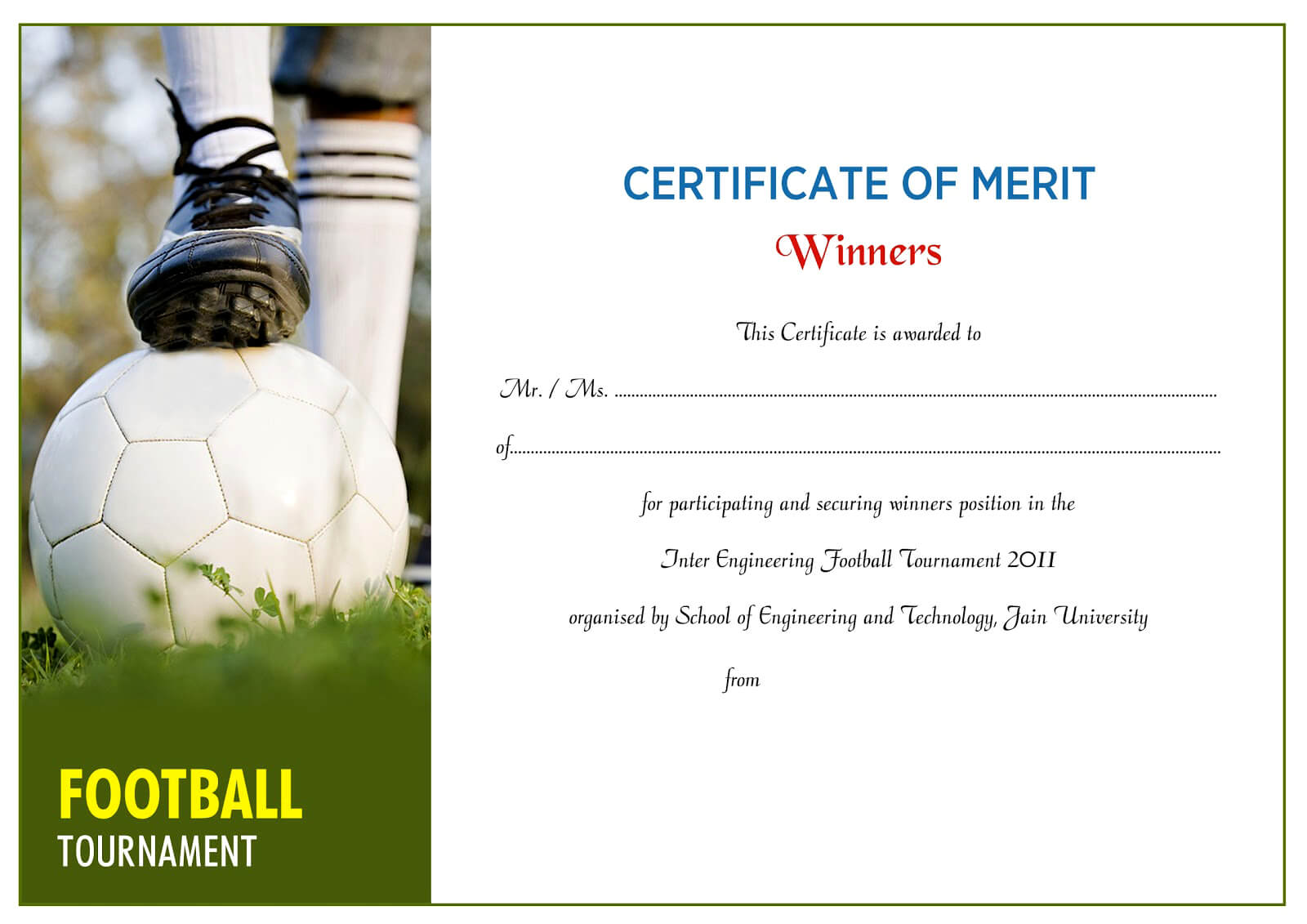 Certificate Design Idea For Football Certificate For Football Certificate Template