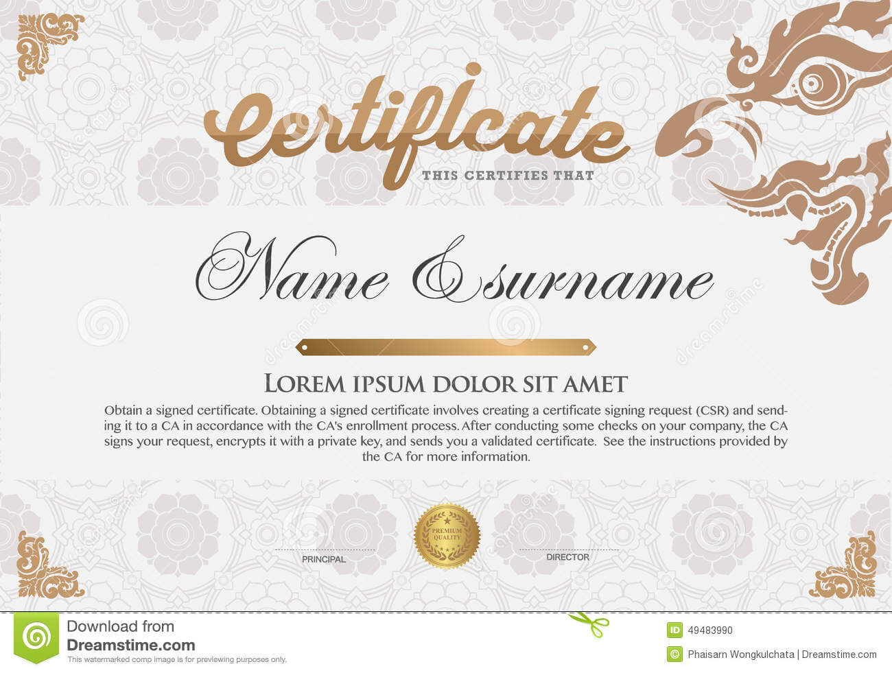 Certificate Design Template. Stock Vector – Illustration Of For Free Art Certificate Templates