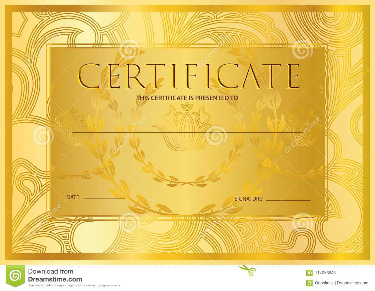 Certificate, Diploma Golden Design Template, Colorful In Certificate Scroll Template