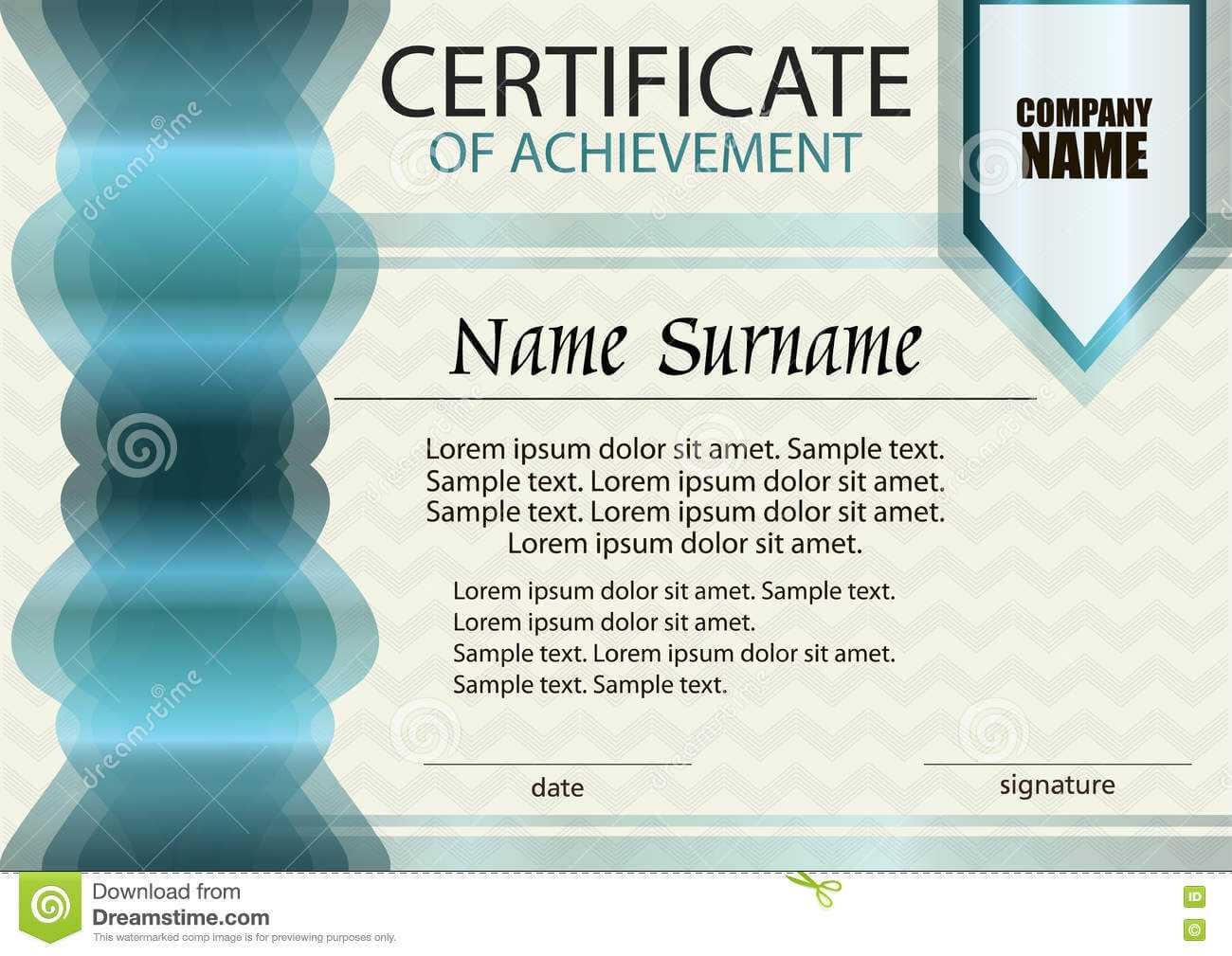 Certificate Of Achievement Or Diploma Template. Stock Vector Within Certificate Of Attainment Template