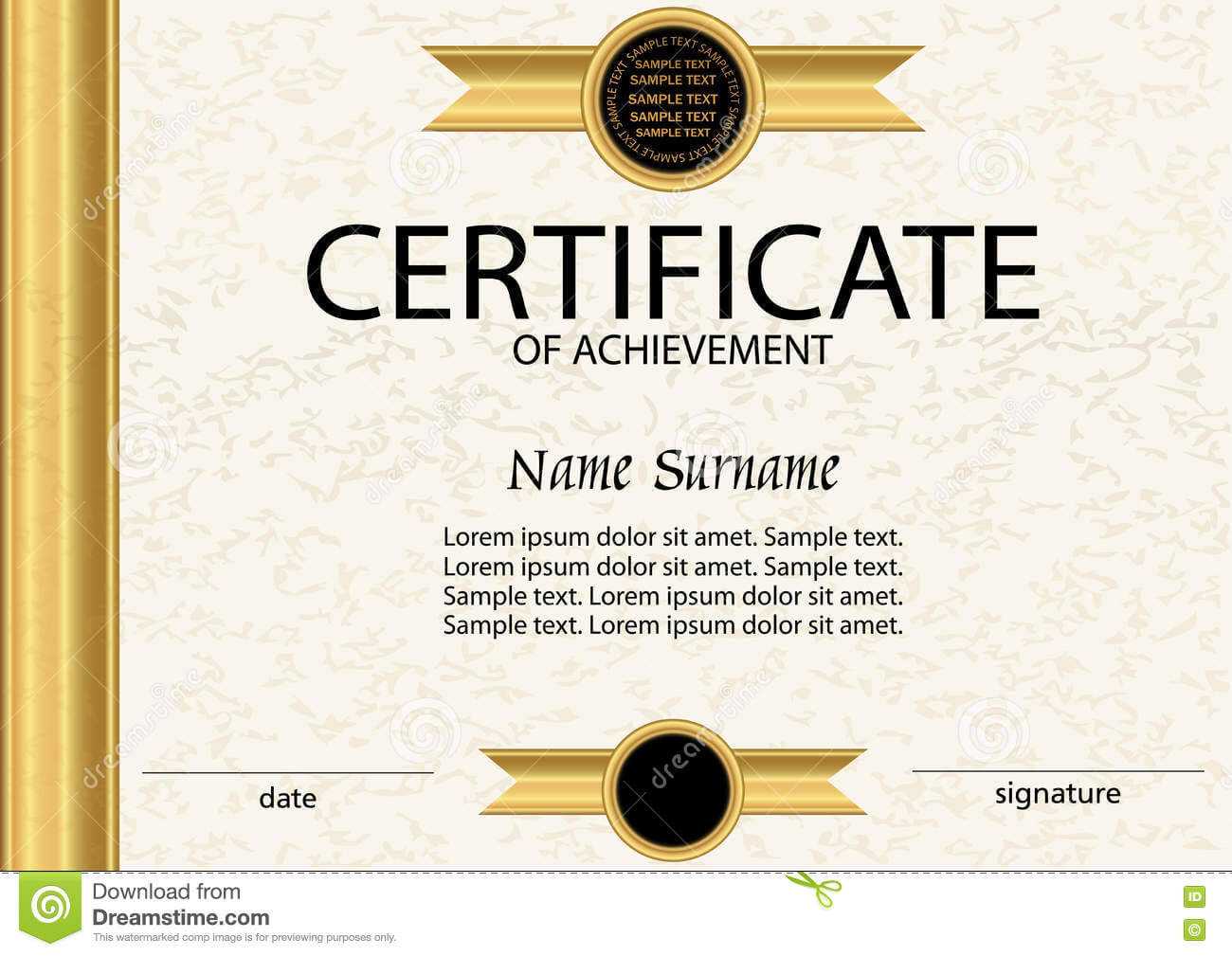 Certificate Of Achievement Or Diploma Template. Vector Stock Within Certificate Of Attainment Template