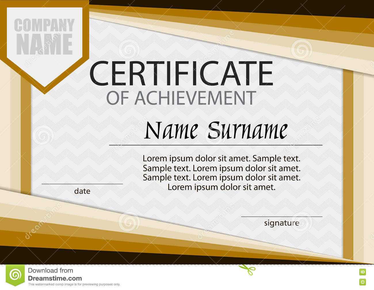 Certificate Of Achievement Template. Horizontal. Stock For Certificate Of Attainment Template