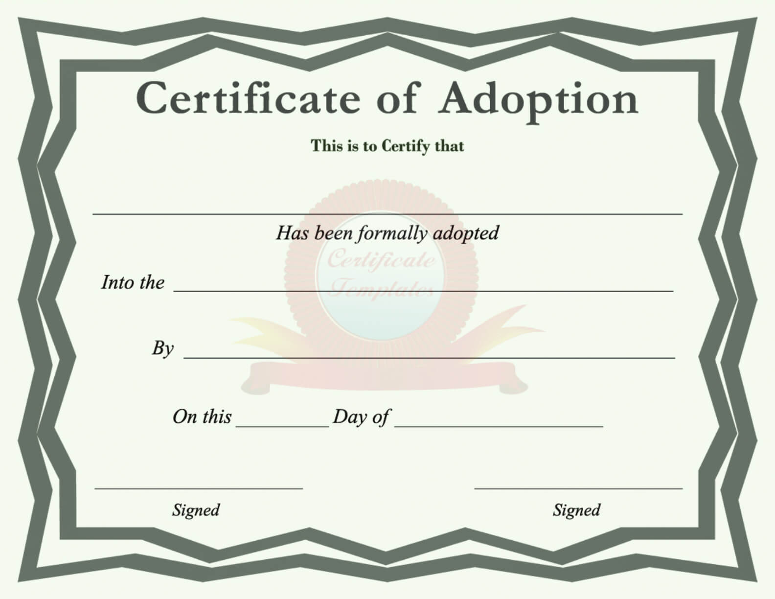 Certificate Of Adoption Template Throughout Pet Adoption Certificate Template