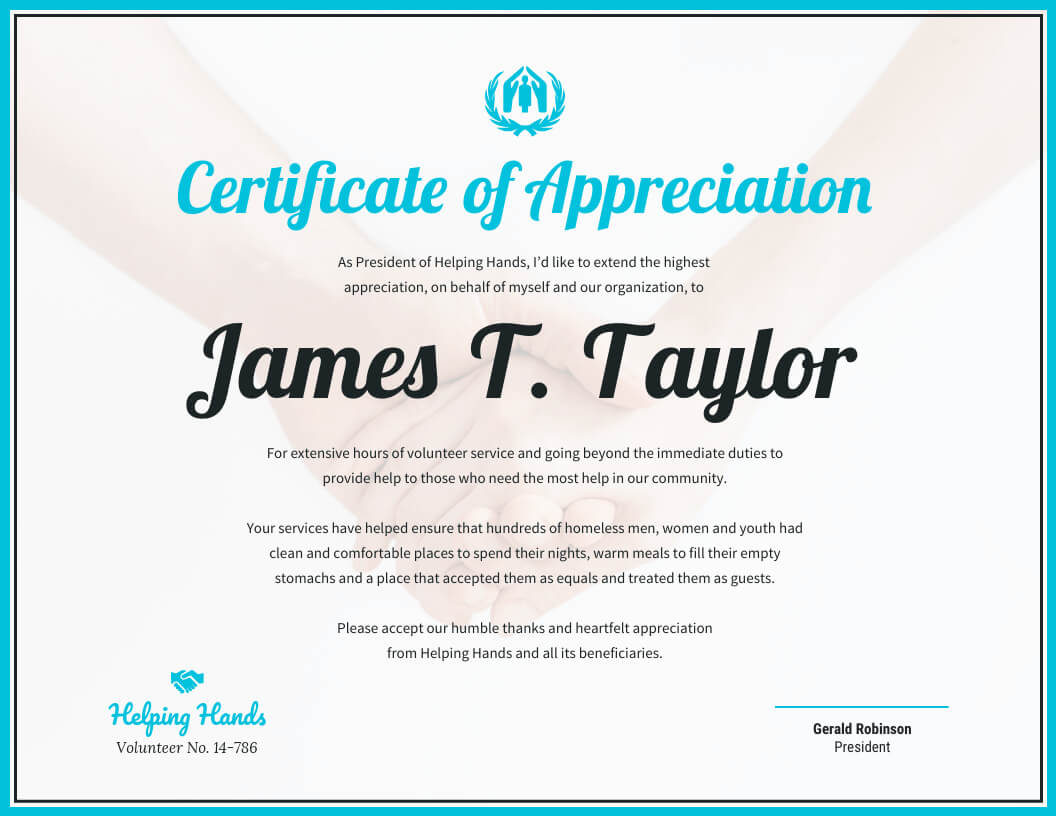 Certificate Of Appreciation Intended For Certificates Of Appreciation Template