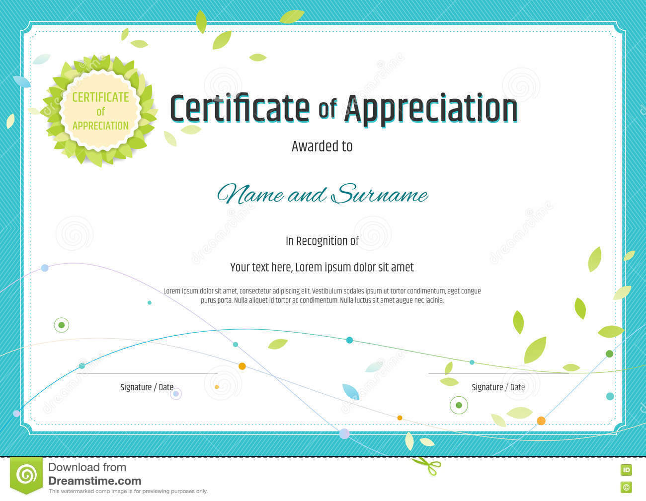 Certificate Of Appreciation Template In Nature Theme With Throughout Free Printable Blank Award Certificate Templates