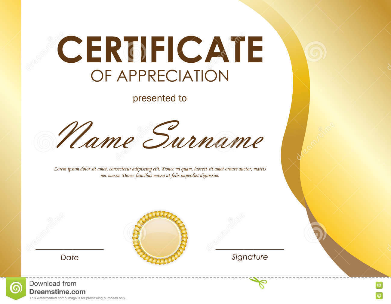 Certificate Of Appreciation Template Stock Vector Throughout Certificates Of Appreciation Template