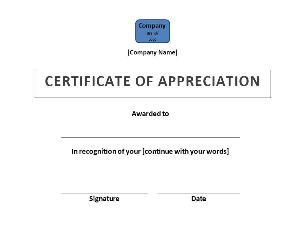 Certificate Of Appreciation | Templates At Allbusinesstemplates Regarding Certificate Of Appearance Template