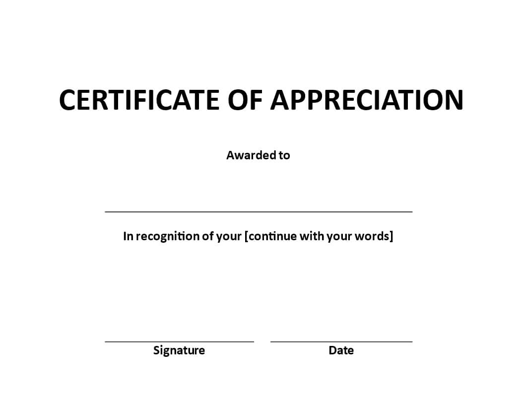 Certificate Of Appreciation Word Example | Templates At Throughout Certificate Of Appearance Template
