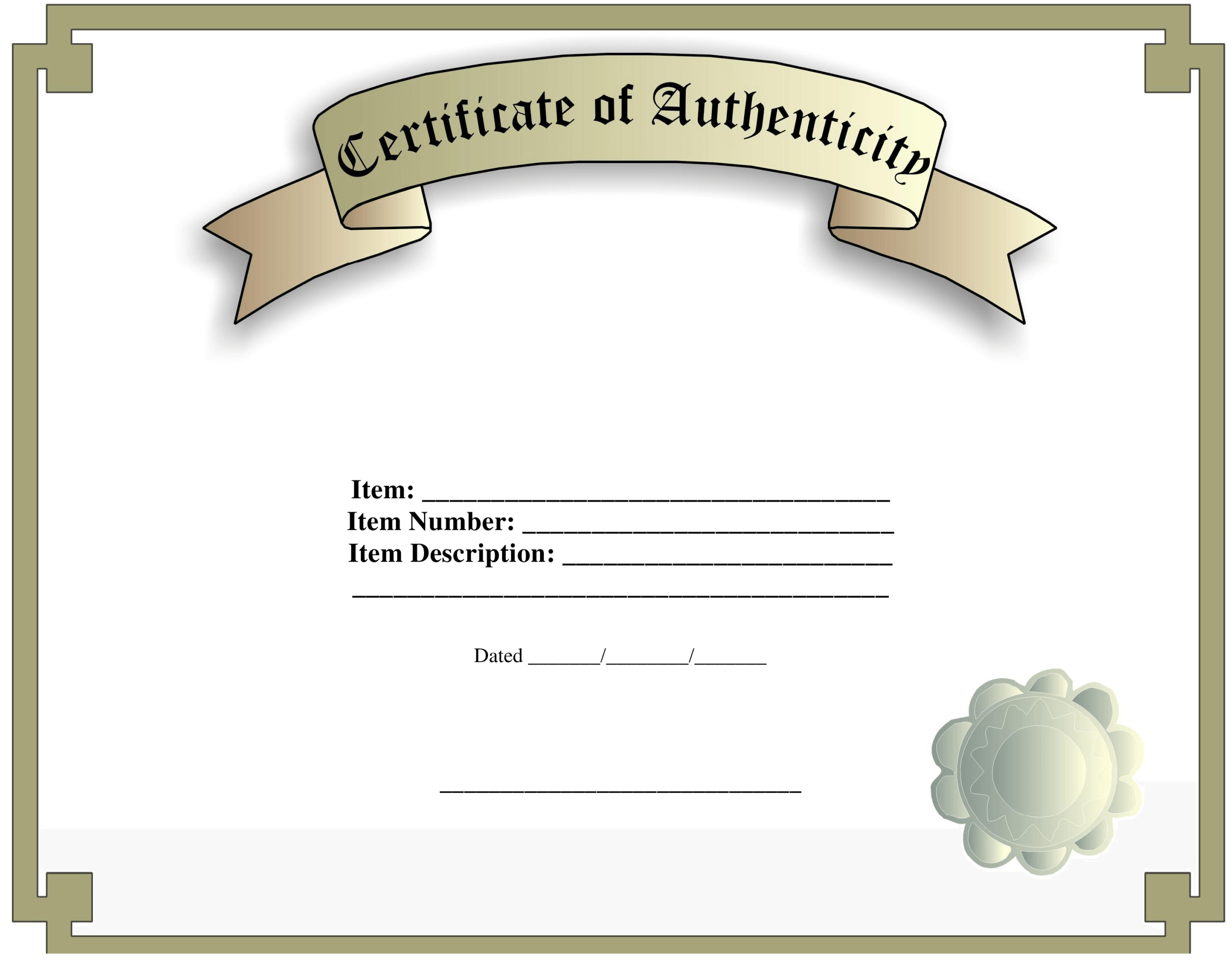 Certificate Of Authenticity Template | Templates At For Certificate Of Authenticity Template