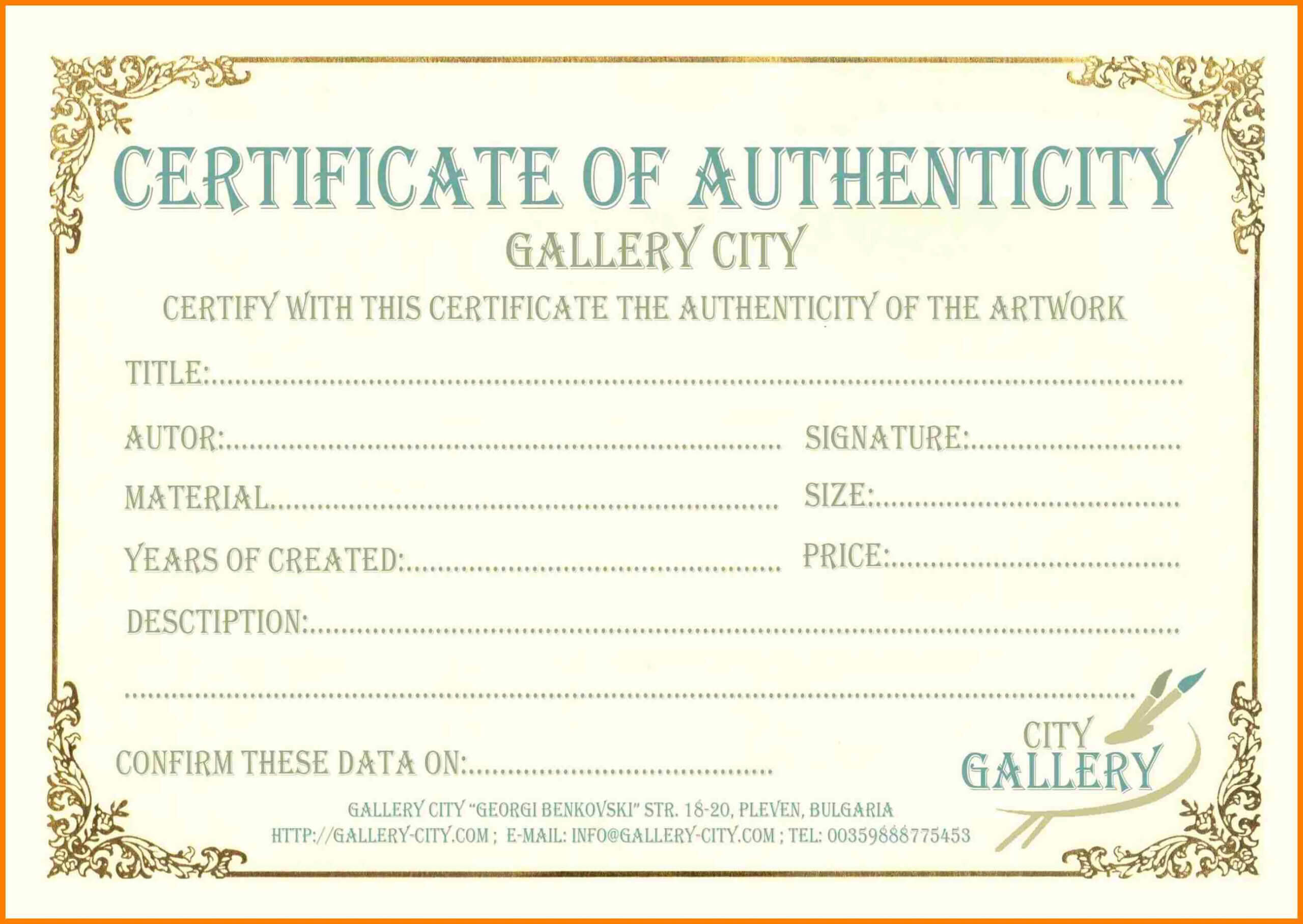 Certificate Of Authenticity Templates – Topa.mastersathletics.co Throughout Photography Certificate Of Authenticity Template