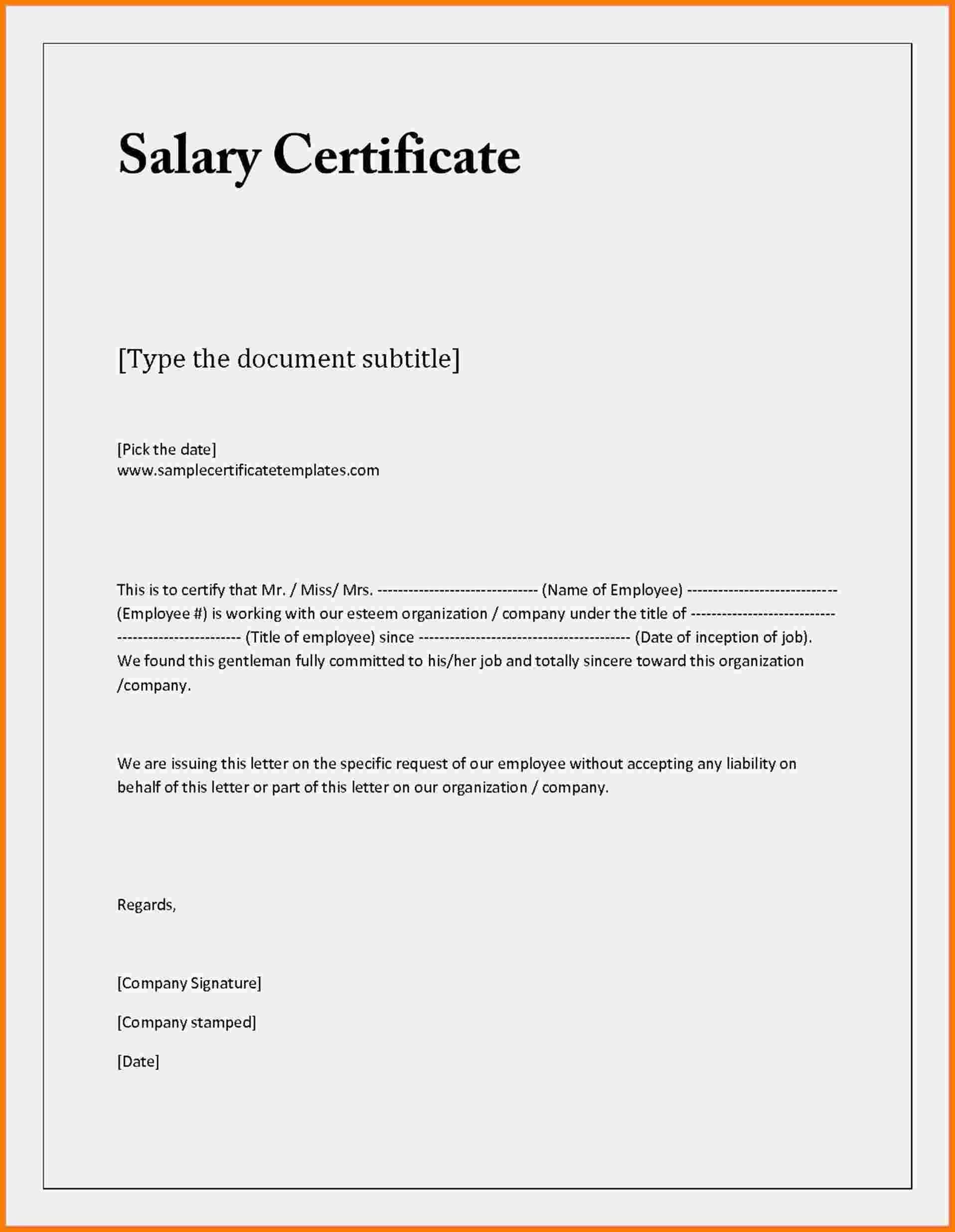 Certificate Of Employment Salary – Zohre.horizonconsulting.co In Certificate Of Employment Template