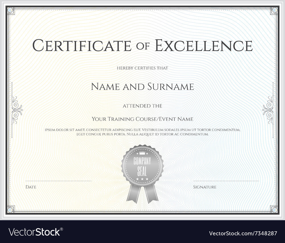Certificate Of Excellence Template Regarding Free Certificate Of Excellence Template
