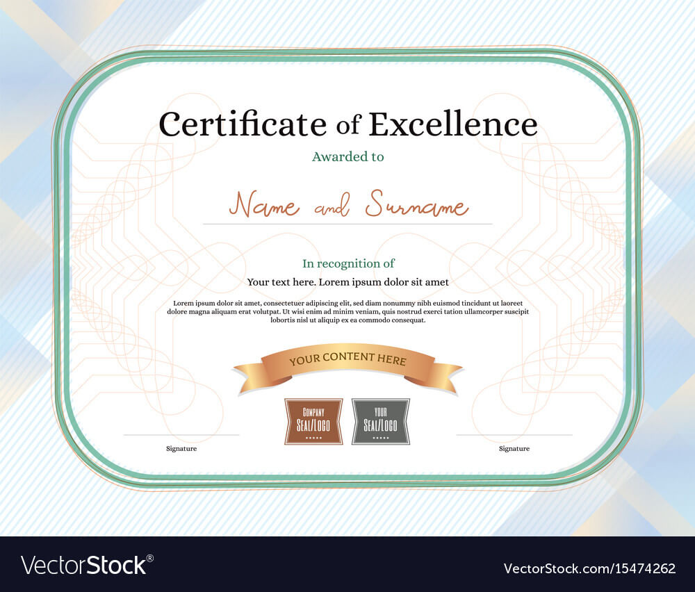 Certificate Of Excellence Template With Award For Award Of Excellence Certificate Template