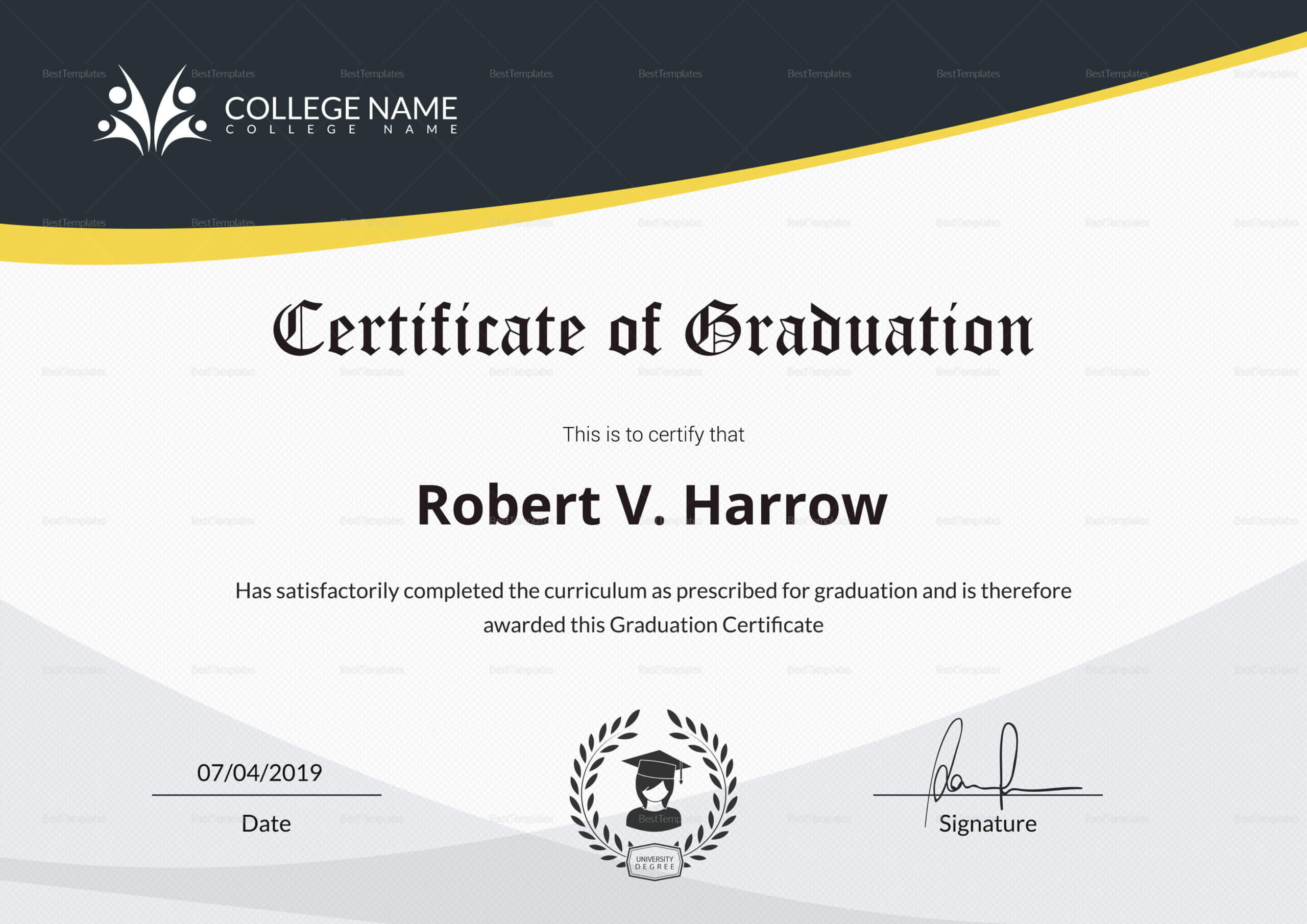Certificate Of Graduation – Yatay.horizonconsulting.co In University Graduation Certificate Template