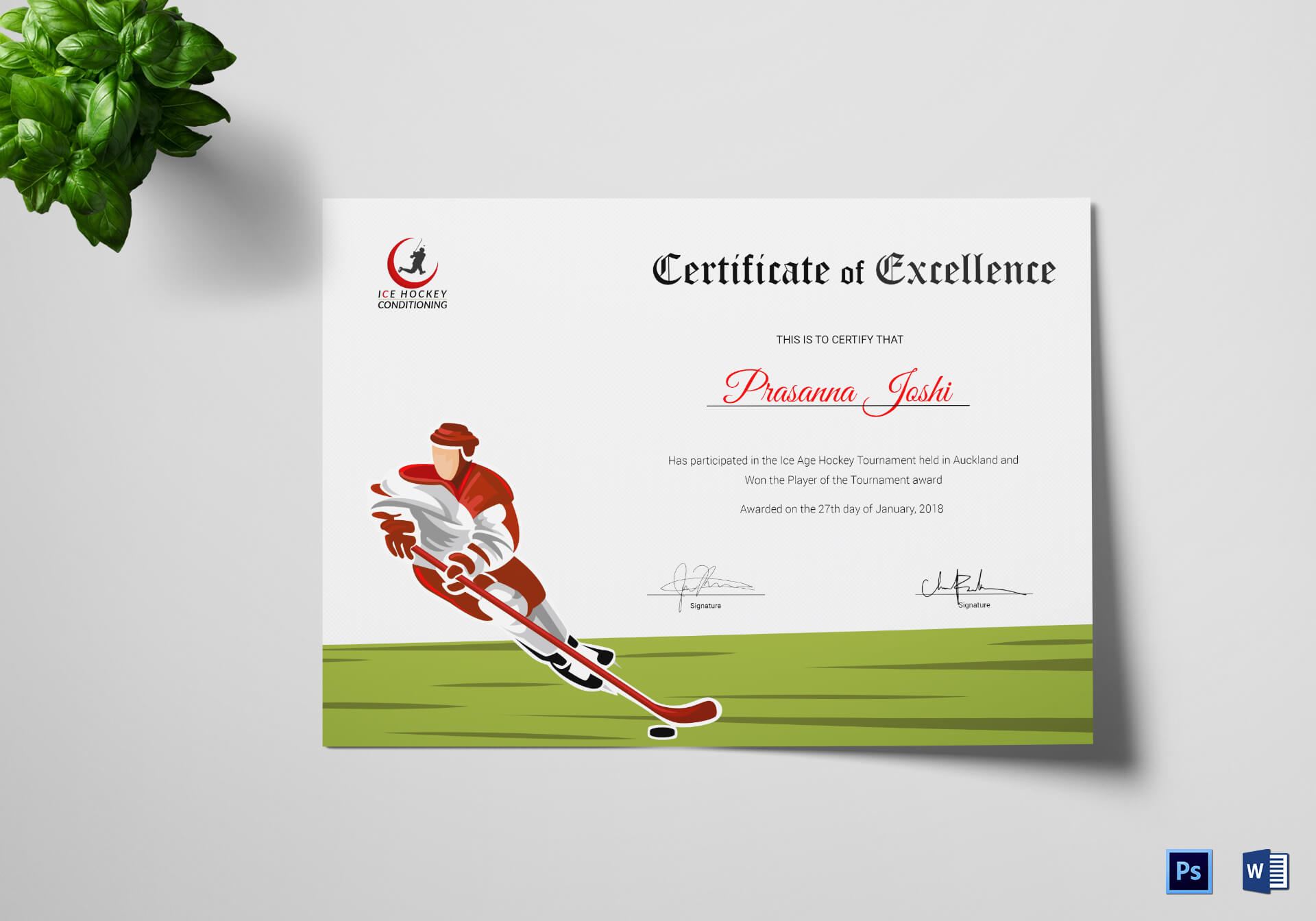 Certificate Of Hockey Performance Template Regarding Hockey Certificate Templates
