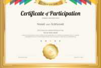 Certificate Of Participation Template for Templates For Certificates Of Participation