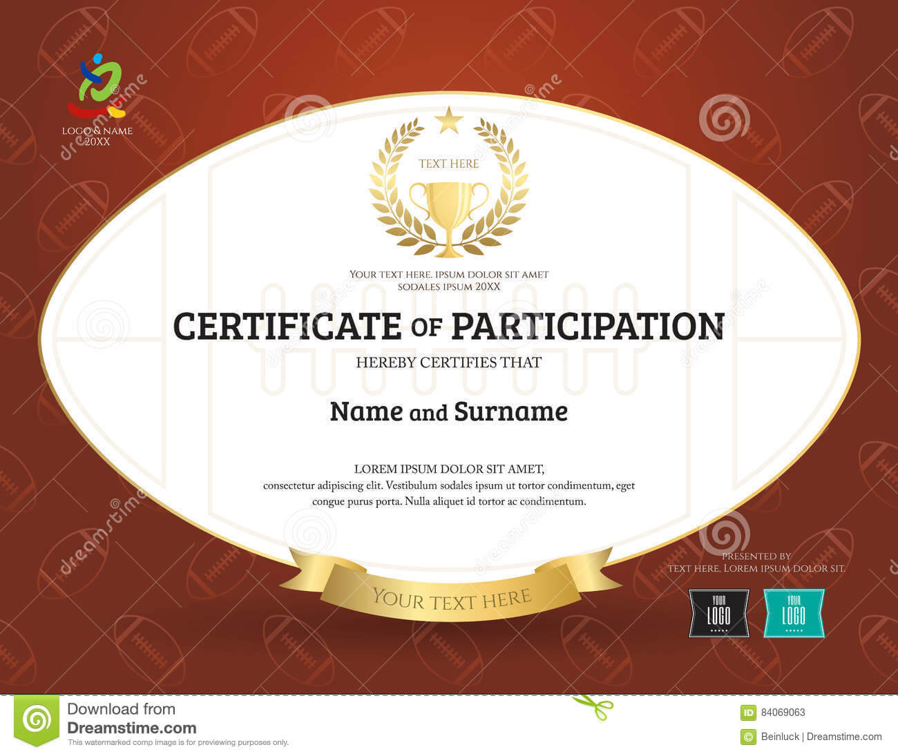 Certificate Of Participation Template In Sport Theme With Throughout Rugby League Certificate Templates